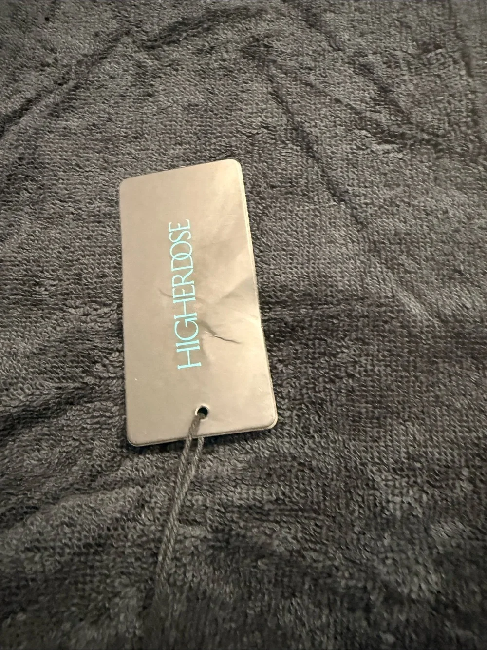 HIGHER DOSE Embroidered Black Bath Towel with Teal Logo